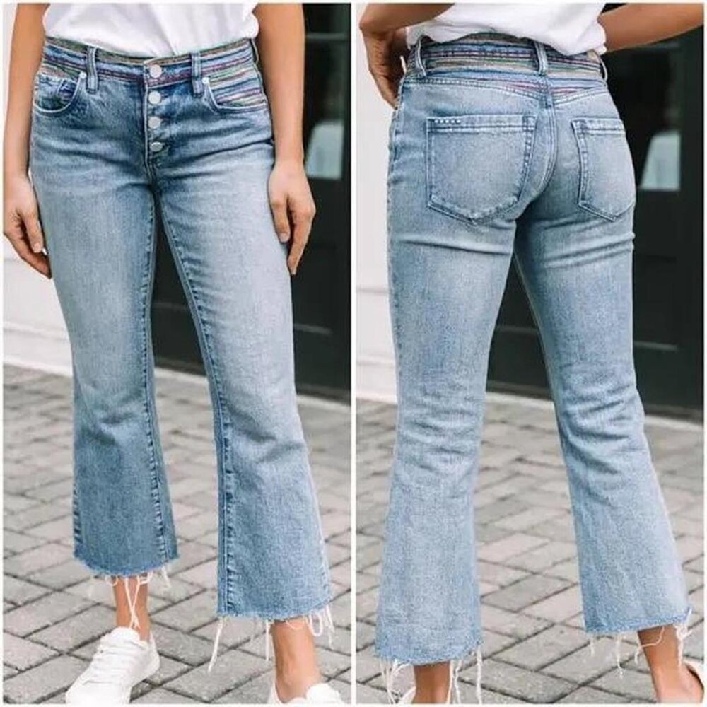 NWT Blank Nyc Varick Kick Flare Rainbow Cropped Denim Jean Size 30